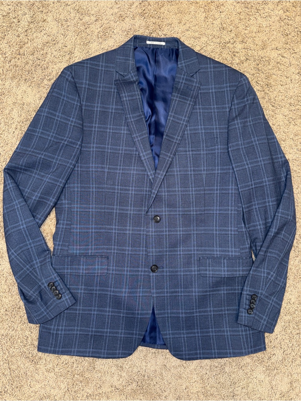 Alfani Navy Windowpane Sport Coat Blazer
